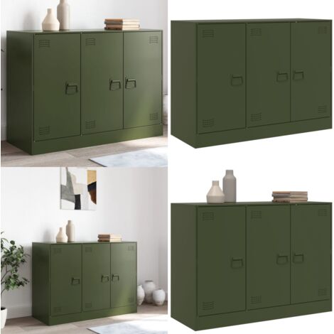 Credenza Verde Oliva 99x39x73 cm in Acciaio - Credenza verde oliva - Credenza con maniglie
