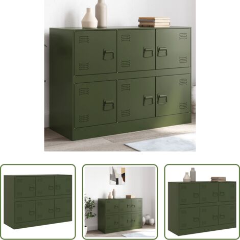 Credenza verde oliva - Credenza Verde Oliva 99x39x73 cm in Acciaio