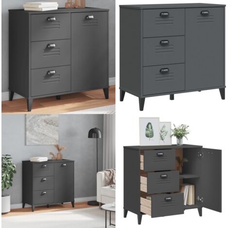 Credenza VIKEN Antracite 80x40x80 cm in Legno Multistrato - Credenza industriale - Credenza con cassetti