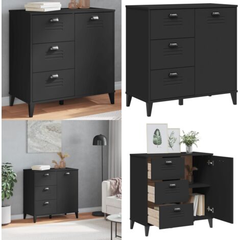 Credenza VIKEN Nera 80x40x80 cm in Legno Multistrato - Credenza industriale - Credenza nera