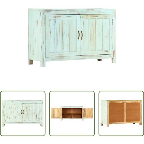 Credenza vintage -  Credenza Azzurra 110x35x70 cm in Legno Massello di Mango