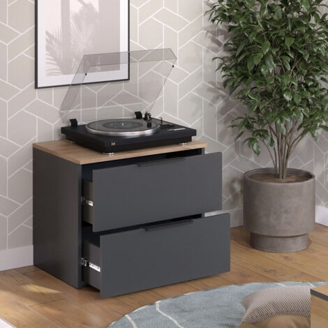 Credenza Wido, Antracite, 60 x 50 cm con 2 cassetti, Vicco