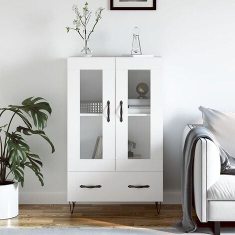 Cadiz MR credenza cucina moderna 4 ante 184cm bianco lucido legno