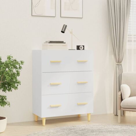 Credenza，Madia per salotto，Buffet da cucina Moderna Bianca 70x34x90 cm in Legno Multistrato MCI916143 BonneVie