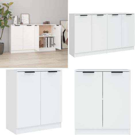 Credenze 2 pz Bianche 60x30x70 cm in Legno Multistrato - Credenze bianche - Credenze multistrato