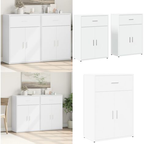 Credenze 2 pz Bianche 60x30x84 cm in Legno Multistrato - Credenze moderne - Credenze in legno multistrato
