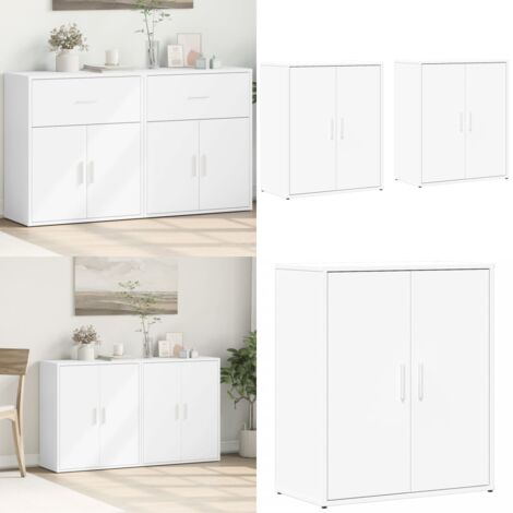 Credenze 2 pz Bianche 60x31x70 cm in Legno Multistrato - Credenze moderne - Credenze in legno multistrato