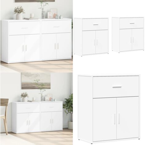 Credenze 2 pz Bianche 60x31x70 cm in Legno Multistrato - Credenze moderne - Credenze in legno multistrato