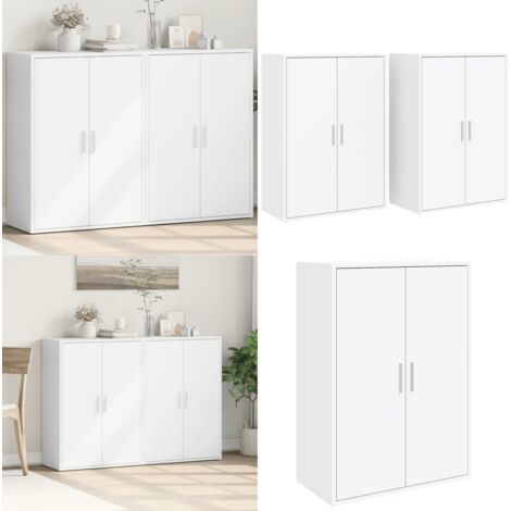 Credenze 2 pz Bianche 60x31x84 cm in Legno Multistrato - Credenze moderne - Credenze in legno multistrato