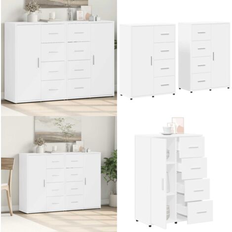 Credenze 2 pz Bianche 60x31x84 cm in Legno Multistrato - Credenze moderne - Credenze in legno multistrato