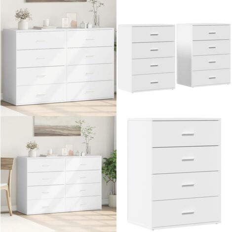 Credenze 2 pz Bianche 60x39x80 cm in Legno Multistrato - Credenze moderne - Credenze in legno multistrato