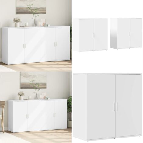 Credenze 2 pz Bianche 79x38x80 cm in Legno Multistrato - Credenze moderne - Credenze in legno multistrato