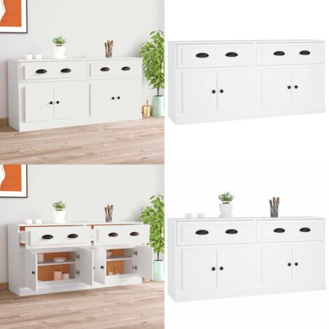 Credenze 2 pz Bianche in Legno Multistrato - Credenze bianche - Credenze multistrato