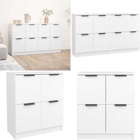 Credenze 2 pz Bianco 60x30x70 cm in Legno Multistrato - Credenze bianche - Credenze multistrato