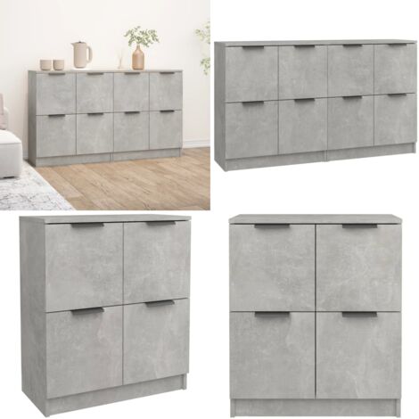 Credenze 2 pz Grigio Cemento 60x30x70 cm in Legno Multistrato - Credenze grigio cemento - Credenze multistrato