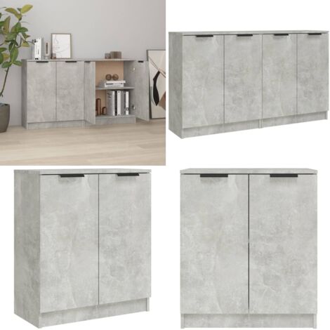 Credenze 2 pz Grigio Cemento 60x30x70 cm in Legno Multistrato - Credenze grigio cemento - Credenze multistrato