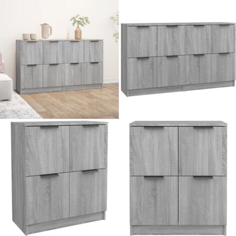 Credenze 2 pz Grigio Sonoma 60x30x70 cm in Legno Multistrato - Credenze grigio sonoma - Credenze multistrato