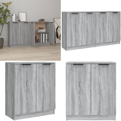 Credenze 2 pz Grigio Sonoma 60x30x70 cm in Legno Multistrato - Credenze grigio sonoma - Credenze multistrato