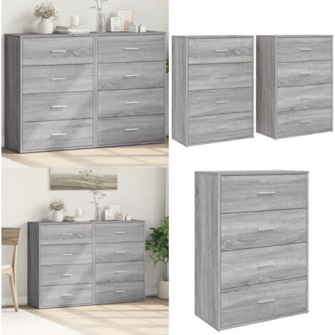 Credenze 2 pz Grigio Sonoma 60x31x84 cm in Legno Multistrato - Credenze grigio sonoma - Credenze multistrato