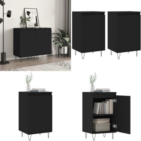 Credenze 2 pz Nere 40x35x70 cm in Legno Multistrato - Credenze nere - Credenze multistrato
