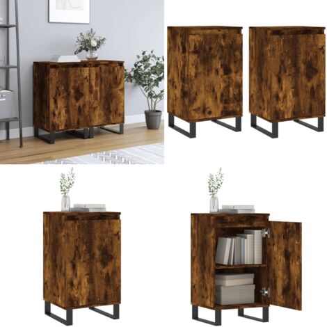 Credenze 2 pz Rovere Fumo 40x35x70 cm in Legno Multistrato - Credenze multistrato - Credenze con ante