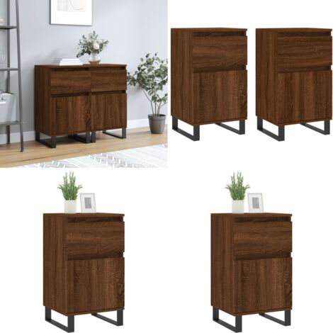 Credenze 2 pz Rovere Marrone 40x35x70 cm in Legno Multistrato - Credenze marrone - Credenze con gambe in ferro