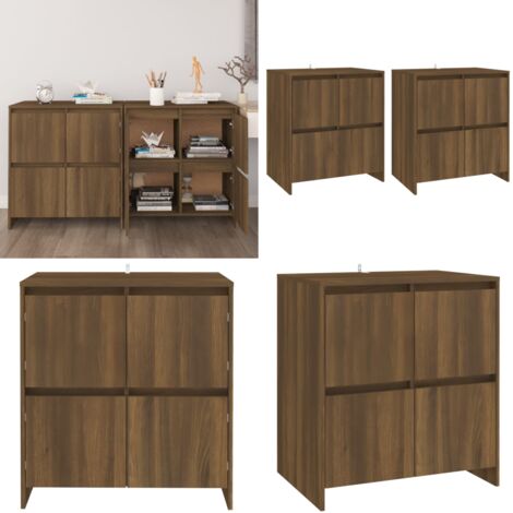 Credenze 2 pz Rovere Marrone 70x41x75 cm in Legno Multistrato - Credenze marrone - Credenze multistrato