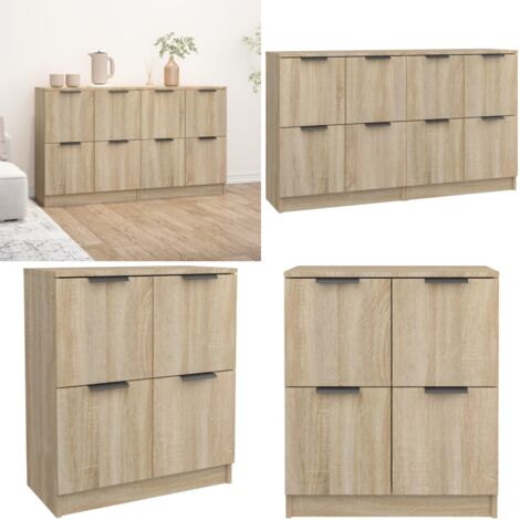 Credenze 2 pz Rovere Sonoma 60x30x70 cm in Legno Multistrato - Credenze multistrato - Credenze in legno multistrato