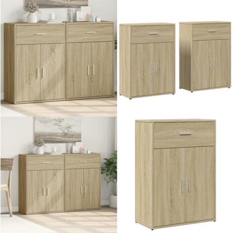Credenze 2 pz Rovere Sonoma 60x30x84 cm in Legno Multistrato - Credenze multistrato - Credenze in legno ingegnerizzato