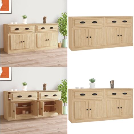 Credenze 2 pz Rovere Sonoma in Legno Multistrato - Credenze multistrato - Credenze in legno rovere
