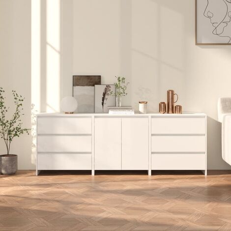 Credenze 3 pz Bianche in Legno Multistrato vidaXL 434594