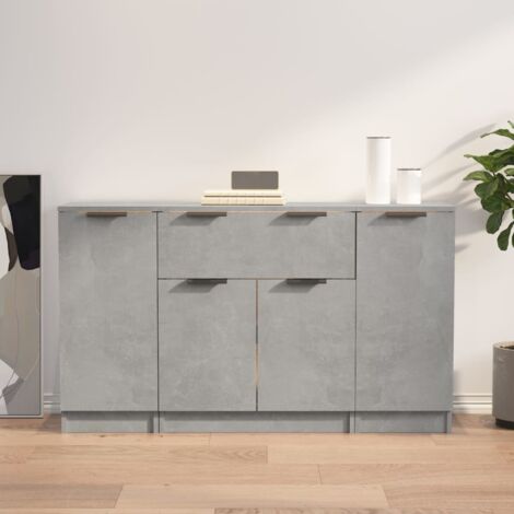 Credenza buffet moderna Sarmog cemento con tre ante bianco lucido. Mobili  credenze basse moderne in legno