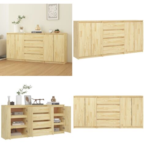 Credenze 3 pz in Legno Massello di Pino - Credenze rustiche - Credenze in pino