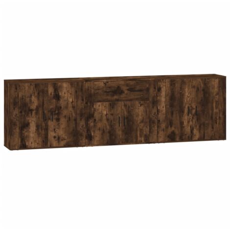 Credenze 3 pz Rovere Fumo in Legno Multistrato vidaXL