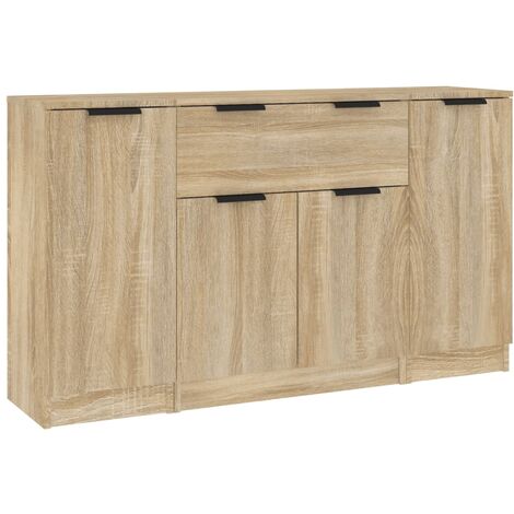 Credenze 3 pz Rovere Sonoma in Legno Multistrato vidaXL