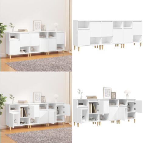 Credenze 3pz Bianche 60x35x70 cm in Legno Multistrato - Credenze moderne - Credenze in legno multistrato