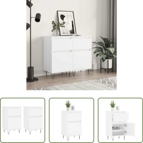 Credenze bianche -  Credenze 2 pz Bianche 40x35x70 cm in Legno Multistrato