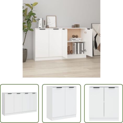 Credenze bianche -  Credenze 2 pz Bianche 60x30x70 cm in Legno Multistrato