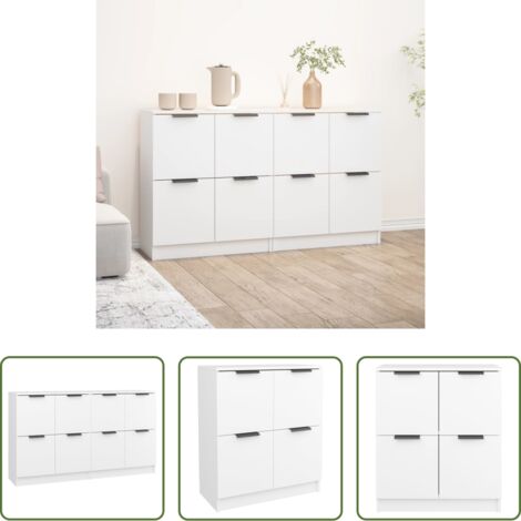 Credenze bianche -  Credenze 2 pz Bianco 60x30x70 cm in Legno Multistrato