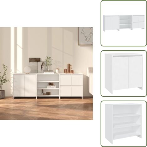 Credenze con 2 ante - vidaXL Credenze 3 pz Bianche in Legno Multistrato - Credenze con 4 ante