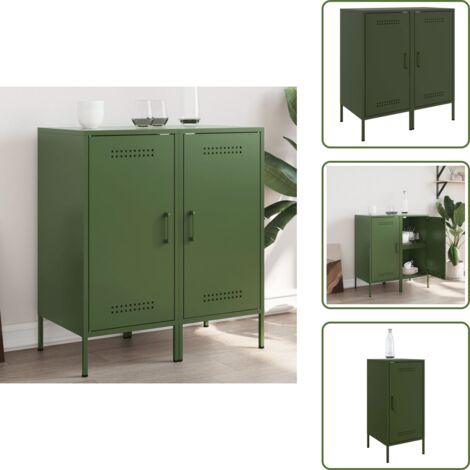 Credenze con anta - vidaXL Credenze 2 pz Verde Oliva 36x39x79 cm Acciaio - Credenze con piedini regolabili