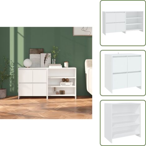 Credenze con ripiani - vidaXL Credenze 2 pz Bianche in Legno Multistrato - Credenze decorative