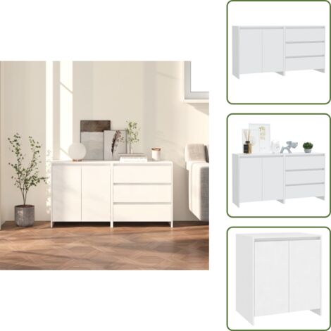 Credenze decorative - vidaXL Credenze 2 pz Bianche in Legno Multistrato - Credenze per arredamento