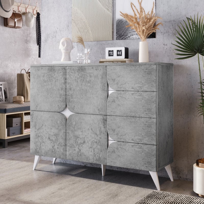 Credenze e buffet con cassetti, 120x35x94cm, mobile contenitore, mobile ingresso, grigio