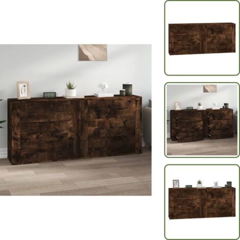 Credenze fumo - vidaXL Credenze 2 pz Rovere Fumo in Legno Multistrato - Credenze per casa