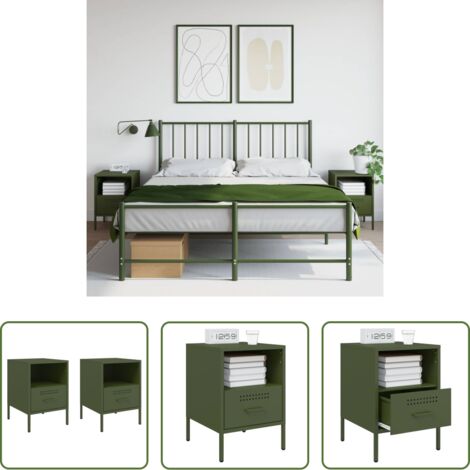 Credenze in acciaio -  Comodini 2 pz Verde Oliva 36x39x50,5 cm in Acciaio
