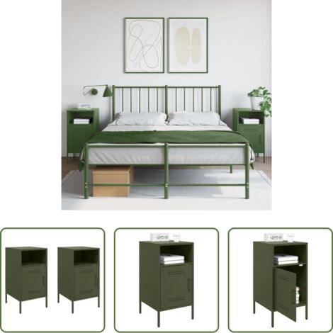 Credenze in acciaio -  Comodini 2 pz Verde Oliva 36x39x68 cm in Acciaio