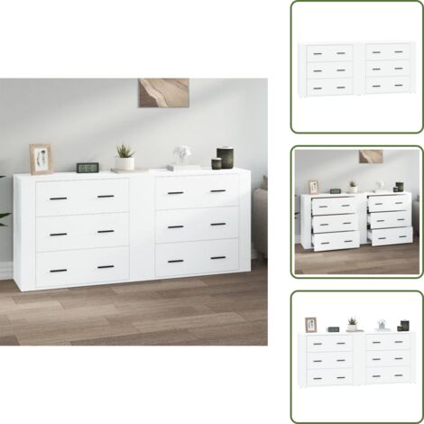 Credenze in legno bianco - vidaXL Credenze 2 pz Bianche in Legno Multistrato -