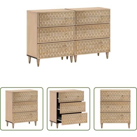 Credenze in mango -  Credenze 2 pz 60x33x75 cm in Legno Massello di Mango