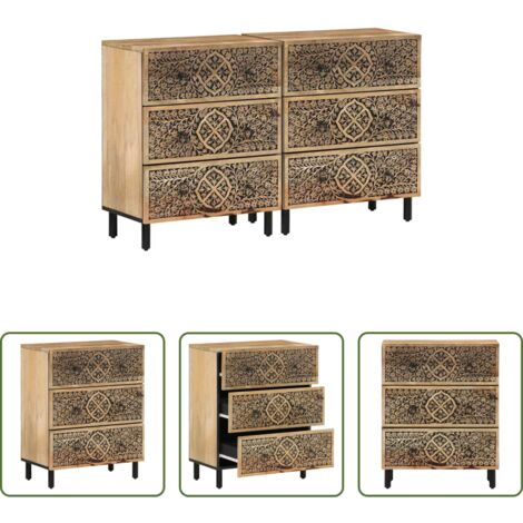 Credenze in mango -  Credenze 2 pz 60x33x75 cm in Legno Massello di Mango